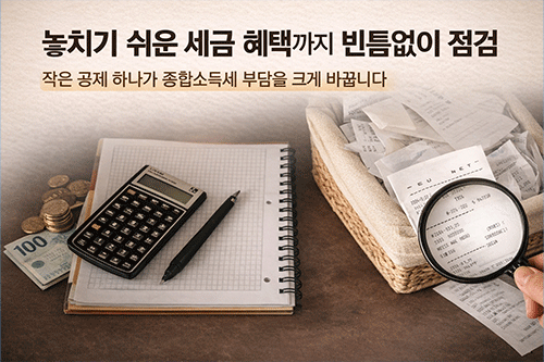 놓치기 쉬운 공제를 꼼꼼히 챙기는 것’이 종합소득세 부담을 줄이는 지름길